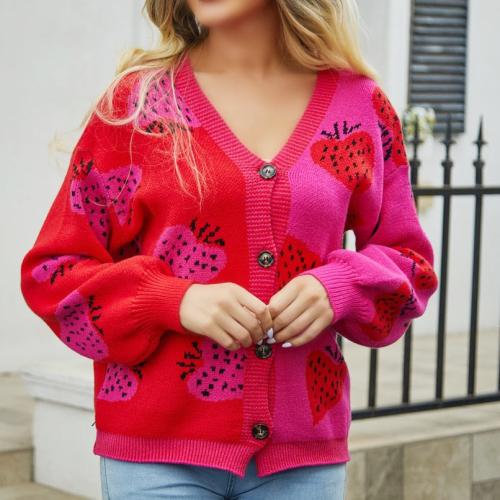 Fil à noyau & Acrylique Femmes Cardigan Fraise plus de couleurs pour le choix pièce