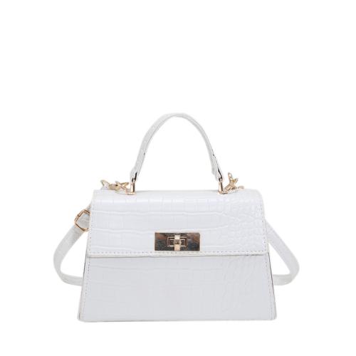 PU Leather Box Bag Handbag attached with hanging strap Stone Grain PC