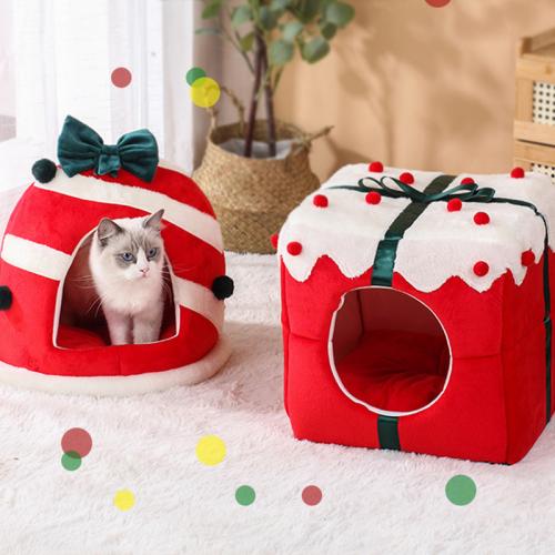 Crystal Velvet Soft Pet Bed christmas design & thermal PP Cotton & Sponge PC