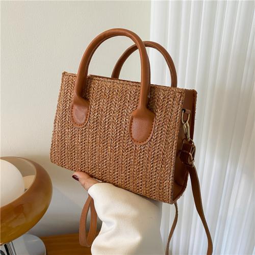 Straw Box Bag Handbag soft surface Solid PC