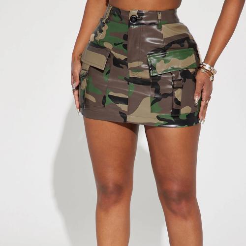 Poliéster Falda, impreso, camuflaje, verde, trozo