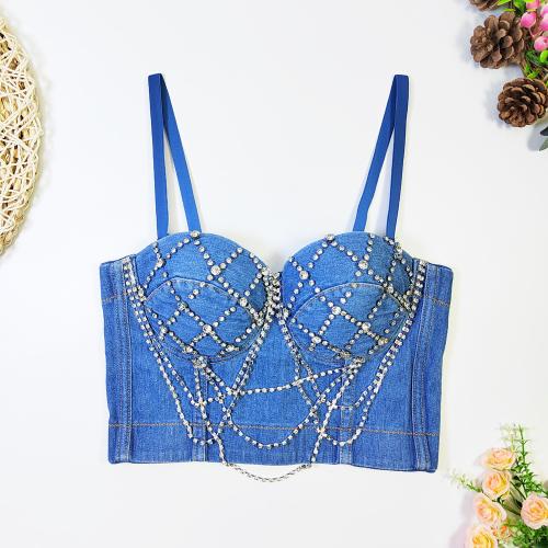 Denim Camisole midriff-baring & skinny blue PC