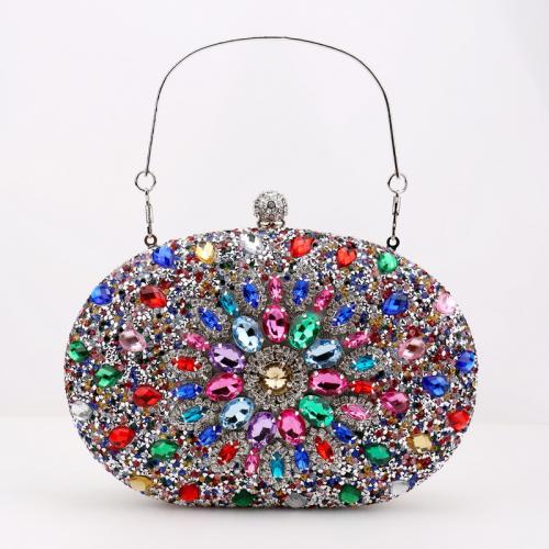 Polyester Easy Matching Clutch Bag with chain & with rhinestone floral PC