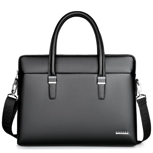 PU Leather Briefcase large capacity & attached with hanging strap & waterproof Polyester PC
