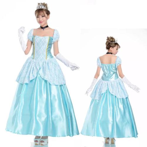 ポリエステル 女性プリンセスコスチューム パッチワーク 単色 青 セット