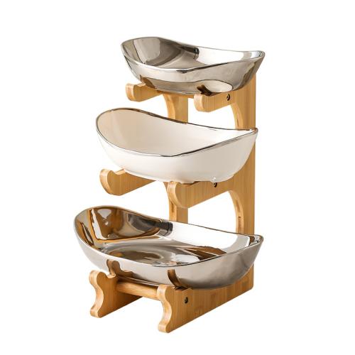 Bamboo & Ceramics Dried Fruit Plate Sliver Plated Set