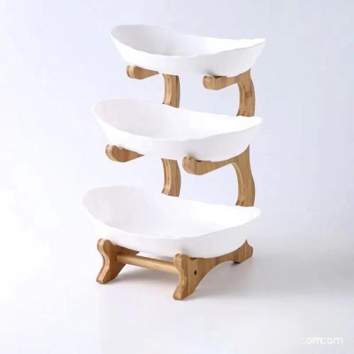 Bamboo & Plastic triple layer Dried Fruit Plate PC