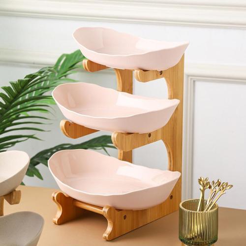 Bamboo & Plastic triple layer Dried Fruit Plate Set