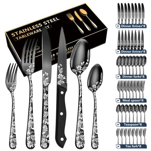 410 Edelstahl Besteck-Set, plattiert, mehr Farben zur Auswahl, 48Pcs/Festgelegt, Festgelegt