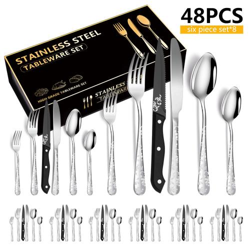 410 Edelstahl Besteck-Set, plattiert, mehr Farben zur Auswahl, 48Pcs/Festgelegt, Festgelegt