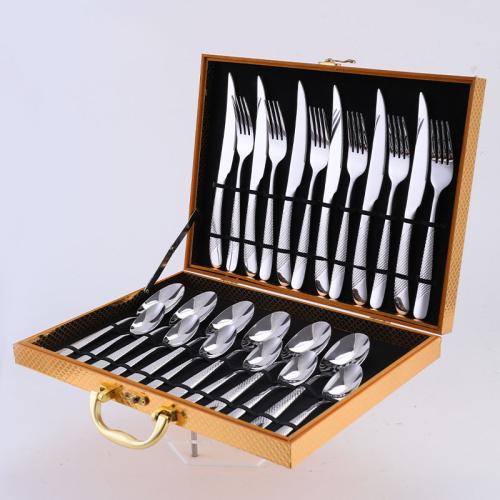 304 Edelstahl Besteck-Set, plattiert, mehr Farben zur Auswahl, 24Pcs/Box, Box