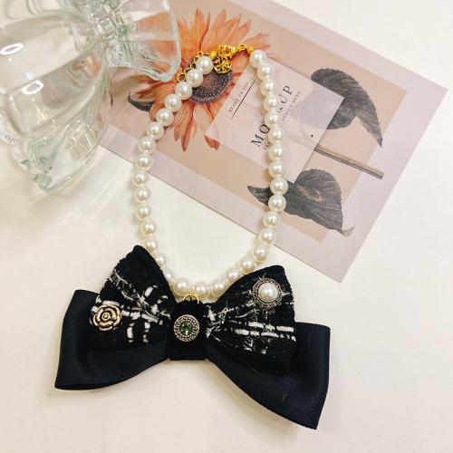 Cloth & Plastic Pearl adjustable Pets Collar PC