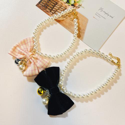 Cloth & Plastic Pearl & Zinc Alloy Pets Collar PC