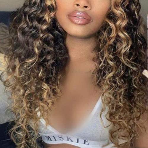 High Temperature Fiber mid-long hair & Wavy Wig Can NOT perm or dye brown PC