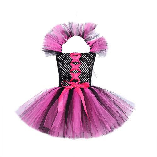 Polyester Ball Gown Children Witch Costume Halloween Design black and pink PC