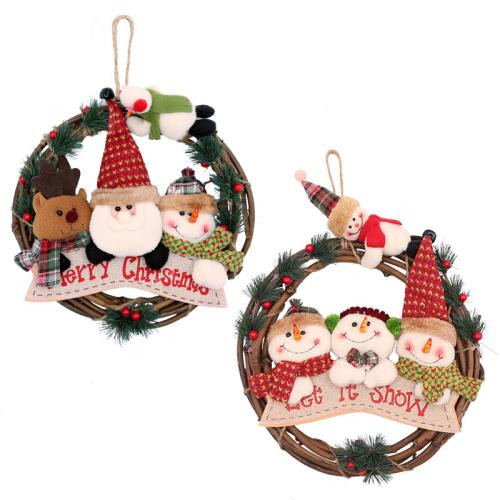 Cloth & Rattan Christmas Door Hanger christmas design PC