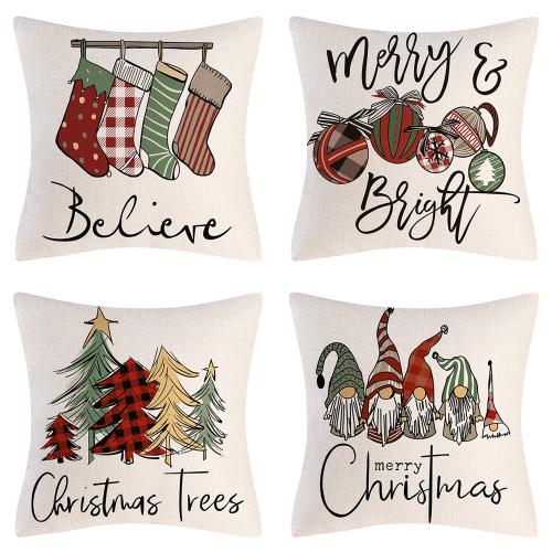 Linen Throw Pillow Covers durable & christmas design printed PC