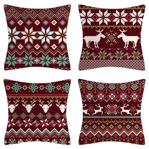 Linen Throw Pillow Covers durable & christmas design printed PC