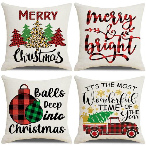 Linen Throw Pillow Covers durable & christmas design printed PC