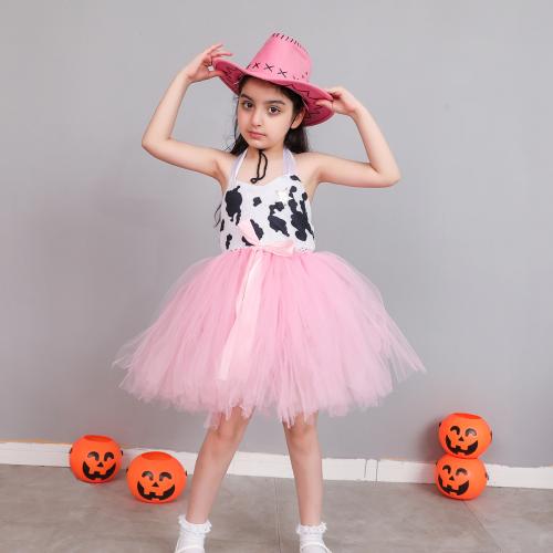 Polyester Children Cartoon Characters Costume Halloween Design  printed pink PC