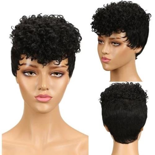 High Temperature Fiber short hair Wig for women & curling black PC