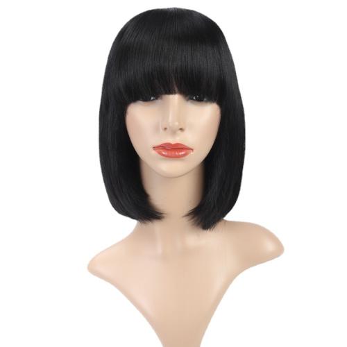 Human Hair can be permed and dyed Wig for women black PC