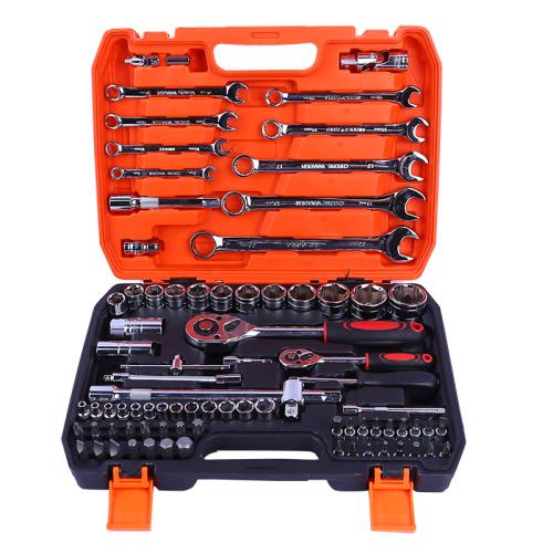 82pcs Ratchet Wrench Automotive Repair Tools with Socket Sets for Automotive Home Repair Plastic Storage Box HLYMGYBGB-82PCS