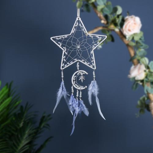 Feather & Iron Easy Matching Dream Catcher Hanging Ornaments Wall Hanging star pattern white PC