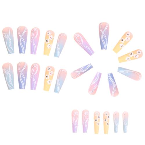 El plastico Uñas postizas, floral, multicolor, Conjunto