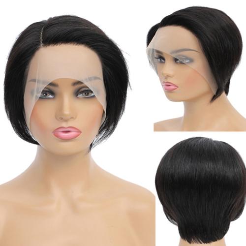 Human Hair short hair & can be permed and dyed Wig for women Lace handmade PC