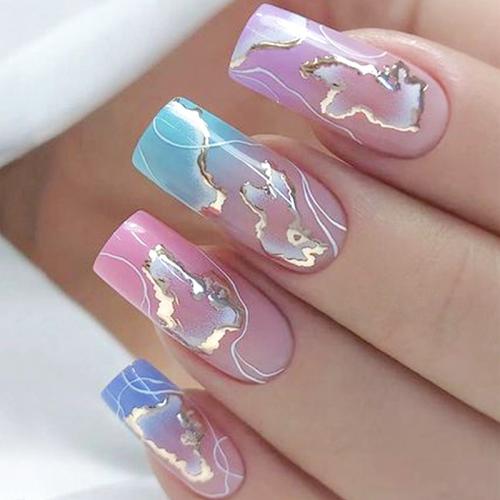 El plastico Uñas postizas, rosado, Conjunto