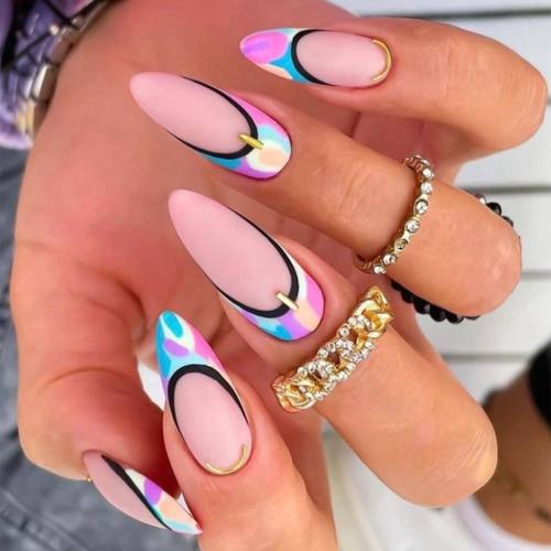 El plastico Uñas postizas, rosado, Conjunto