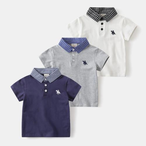 Spandex & Cotton Children Polo Shirt for boy embroider PC