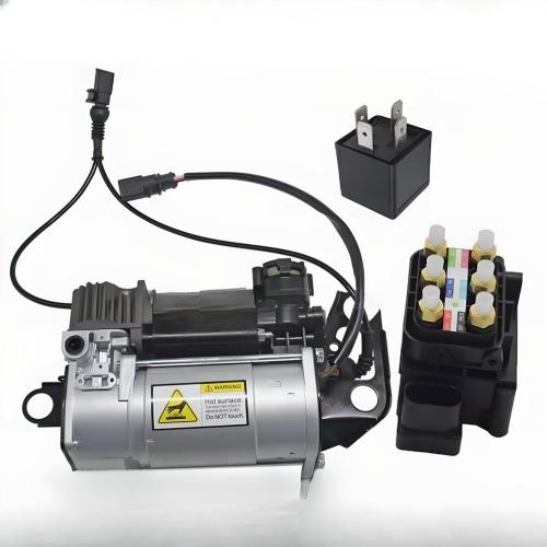For Audi Q7 4LB 06-15 Air Suspension Compressor Pump with Relay+Valve Block UK