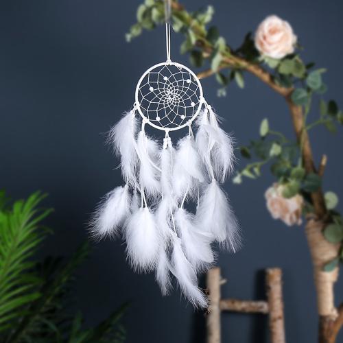 Feather & Iron Easy Matching Dream Catcher Hanging Ornaments Wall Hanging white PC