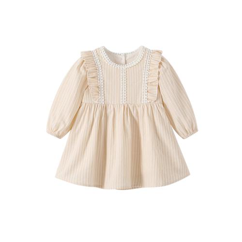 Coton Robe d’une seule pièce de fille Patchwork Plaid Abricot pièce