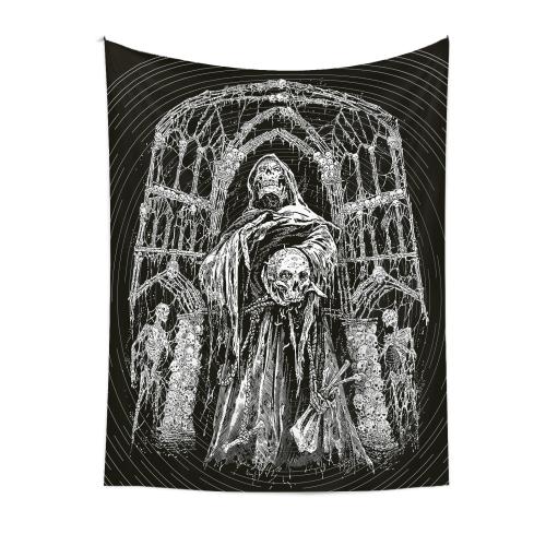 Polyester Tapisserie Imprimé motif de crâne Noir pièce