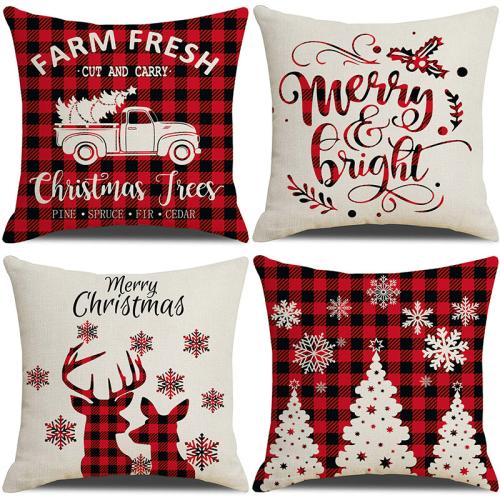 Linen Throw Pillow Covers durable & christmas design printed PC