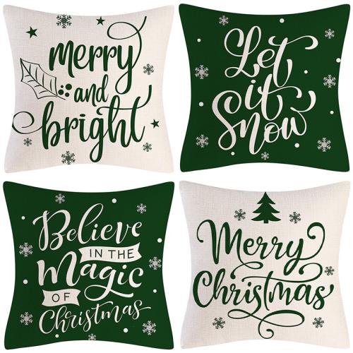 Linen Throw Pillow Covers durable & christmas design printed PC