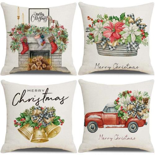 Linen Throw Pillow Covers durable & christmas design printed PC