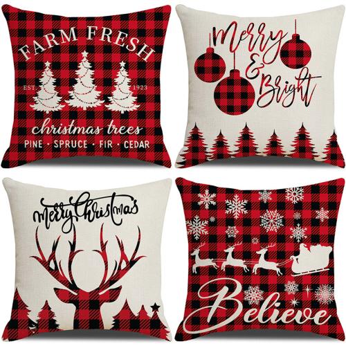 Linen Throw Pillow Covers durable & christmas design printed PC