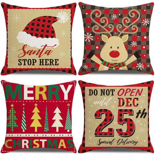 Linen Throw Pillow Covers durable & christmas design printed PC