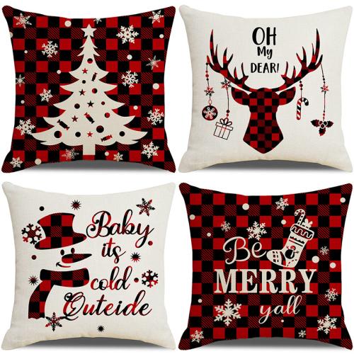 Linen Throw Pillow Covers durable & christmas design printed PC