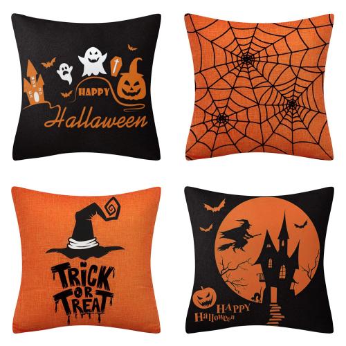 Linen Throw Pillow Covers Halloween Design & durable printed PC
