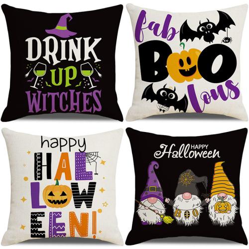 Linen Throw Pillow Covers Halloween Design & durable printed PC