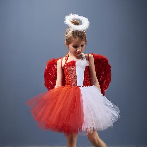Nylon & Polyester Enfants Halloween Cosplay Costume rouge et blanc pièce