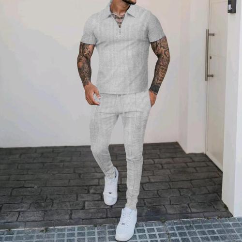Polyester Men Casual Set & two piece & loose Pants & top Set