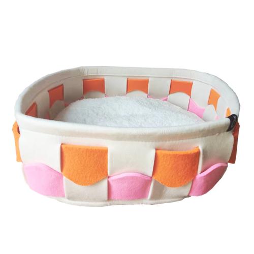 Felt & Berber Fleece & Straw detachable and washable Pet Bed thermal orange PC