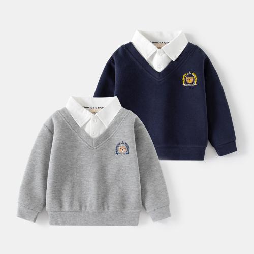 Mixed Fabric & Cotton Children Sweatshirts for boy embroidered Cartoon PC
