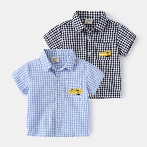 Cotton Boy Shirt embroidered plaid PC